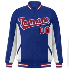 Royal White-Red Color Block Varsity Letterman Baseball Jacket 3