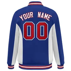 Royal White-Red Color Block Varsity Letterman Baseball Jacket 4