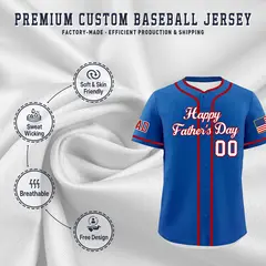 Royal White Red Father's Day Classic Baseball Jersey 3