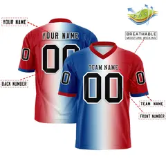 Royal White-Red Gradient Fashion Football Jersey 2