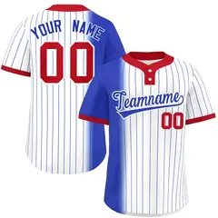 Royal White-Red Gradient Stripe Two-Button Softball Jersey 1
