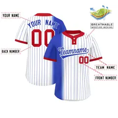 Royal White-Red Gradient Stripe Two-Button Softball Jersey 2