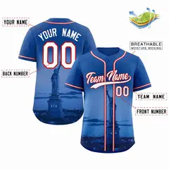 Royal White-Red New York City Skyline Baseball Jersey 2