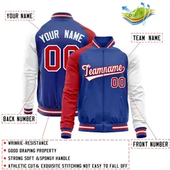 Royal White-Red Raglan Full-Zip Letterman Baseball Jacket 4