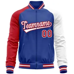 Royal White-Red Raglan Full-Zip Letterman Baseball Jacket 5