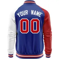 Royal White-Red Raglan Full-Zip Letterman Baseball Jacket 6