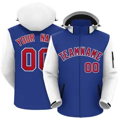 Royal White-Red Raglan Sleeve Waterproof Jacket