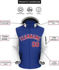Royal White-Red Raglan Sleeve Waterproof Jacket 2