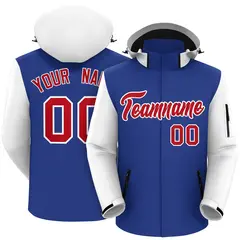 Royal White-Red Raglan Sleeve Waterproof Jacket