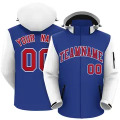 Royal White-Red Raglan Sleeve Waterproof Jacket