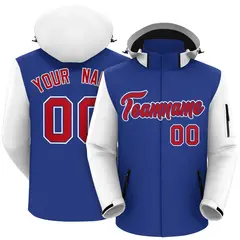 Royal White-Red Raglan Sleeve Waterproof Jacket