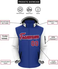 Royal White-Red Raglan Sleeve Waterproof Jacket 2