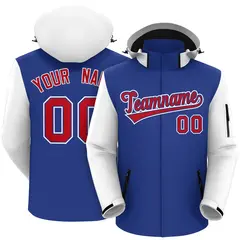 Royal White-Red Raglan Sleeve Waterproof Jacket