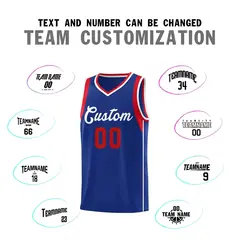Royal White-Red Sleeve Color Block Classic Basketball Jersey 4