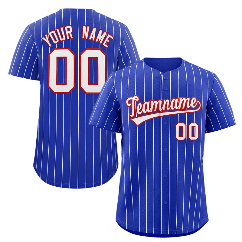 Royal White-Red Stripe Authentic Fashion Baseball Jersey