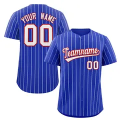 Royal White-Red Stripe Authentic Fashion Baseball Jersey