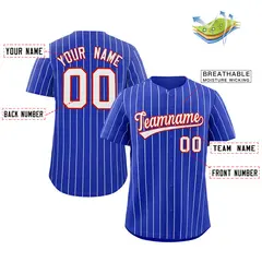 Royal White-Red Stripe Authentic Fashion Baseball Jersey 2
