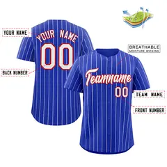Royal White-Red Stripe Authentic Fashion Baseball Jersey 2