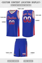 Royal White Red Two Tone Font Basketball Jersey 2