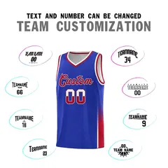 Royal White Red Two Tone Font Basketball Jersey 3