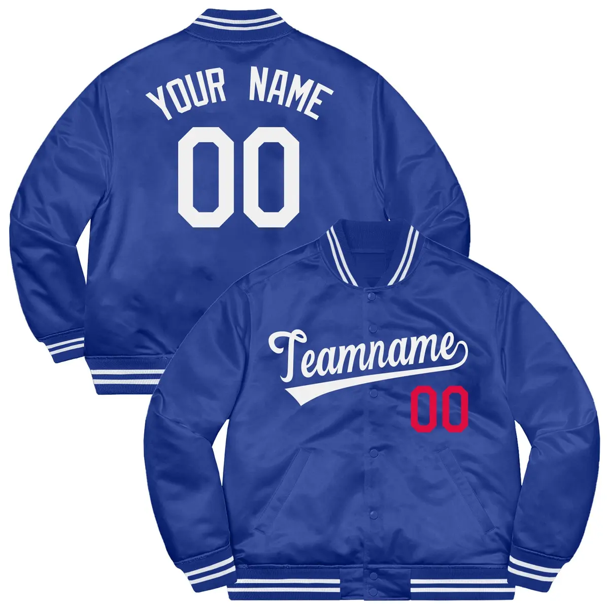 Royal White-Red Varsity Full-Snap Letterman Jacket