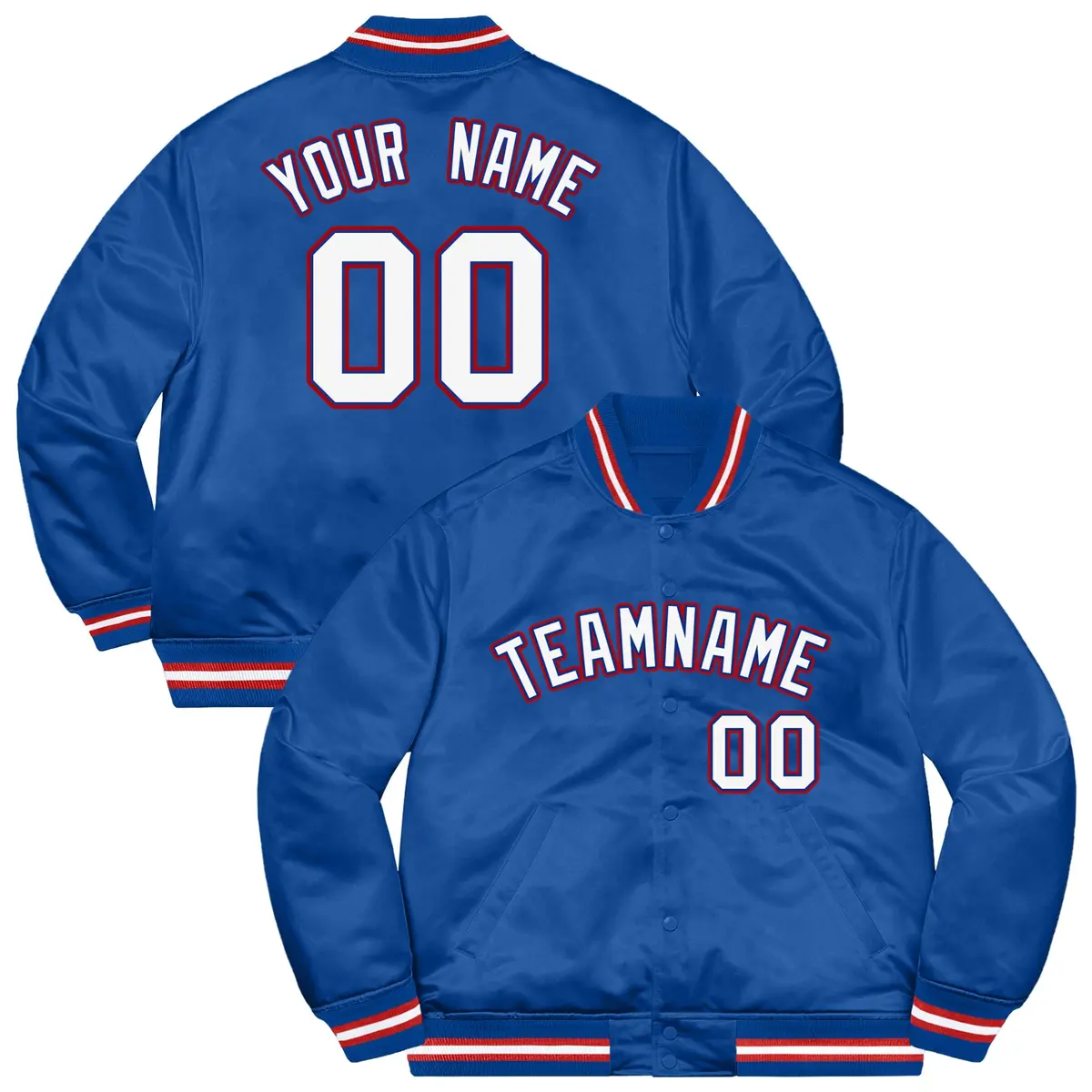 Royal White-Red Varsity Full-Snap Letterman Jacket