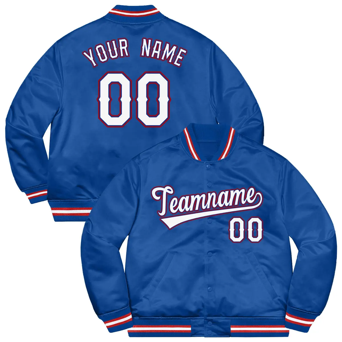 Royal White-Red Varsity Full-Snap Letterman Jacket