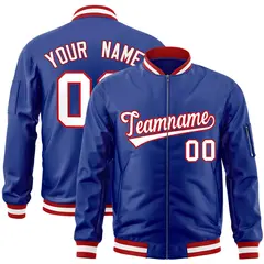 Royal White-Red Varsity Full-Zip Letterman Bomber Jacket 1