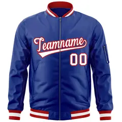 Royal White-Red Varsity Full-Zip Letterman Bomber Jacket 3