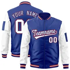 Royal White-Red Varsity Raglan Letterman Bomber Jacket