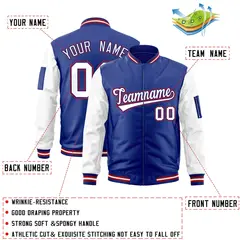 Royal White-Red Varsity Raglan Letterman Bomber Jacket 2