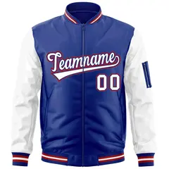 Royal White-Red Varsity Raglan Letterman Bomber Jacket 3