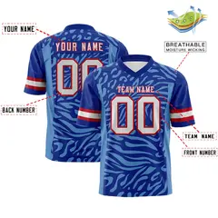 Royal White-Red Zebra Stripes Football Jersey 2