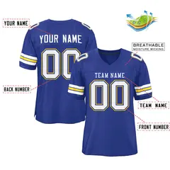 Royal White-Royal Classic Style Authentic Football Jersey 2