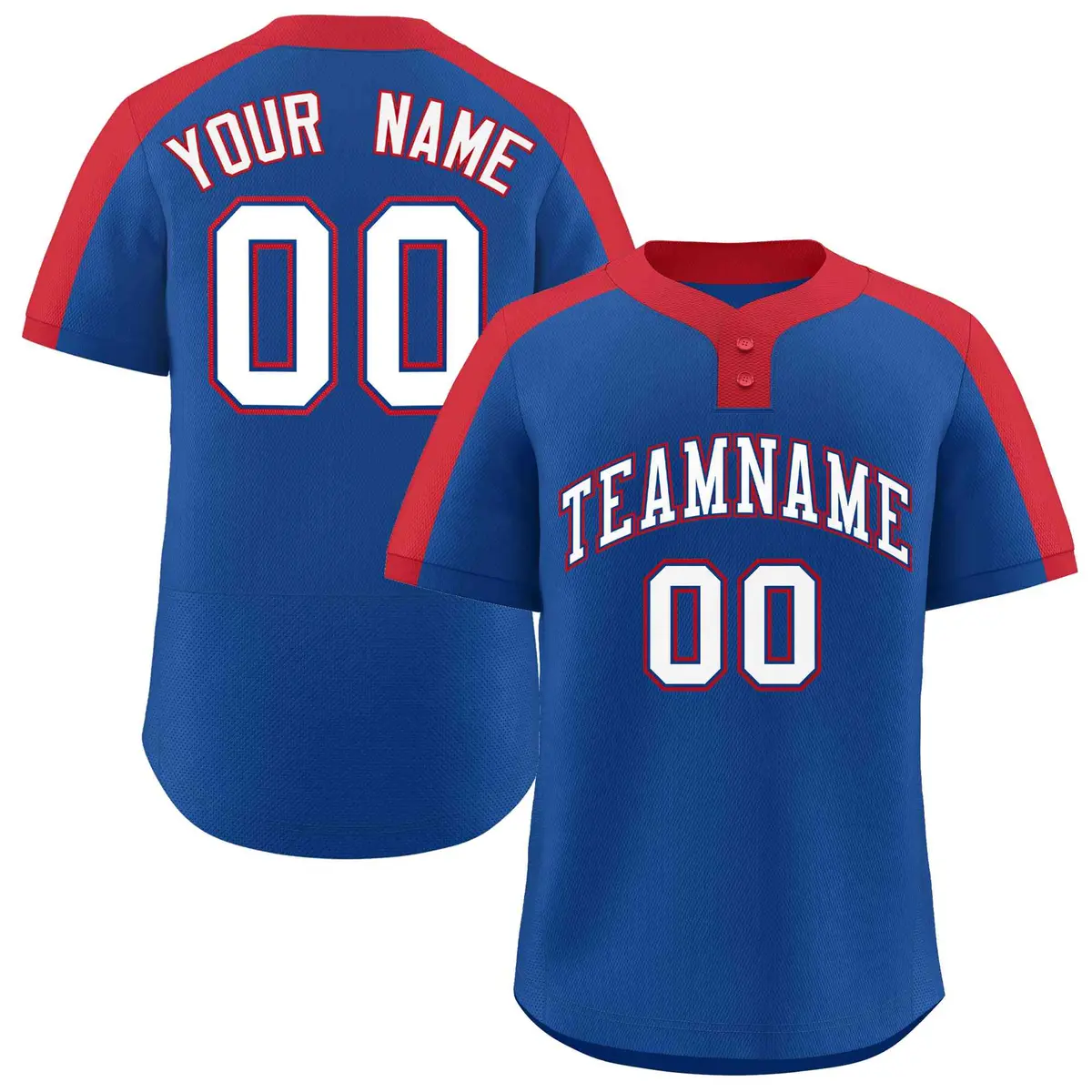 Royal White-Royal Classic Style Two-Button Softball Jersey