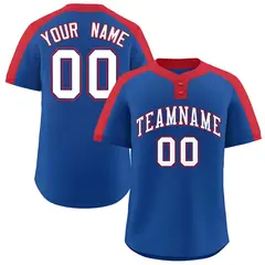 Royal White-Royal Classic Style Two-Button Softball Jersey 1