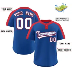 Royal White-Royal Classic Style Two-Button Softball Jersey 2