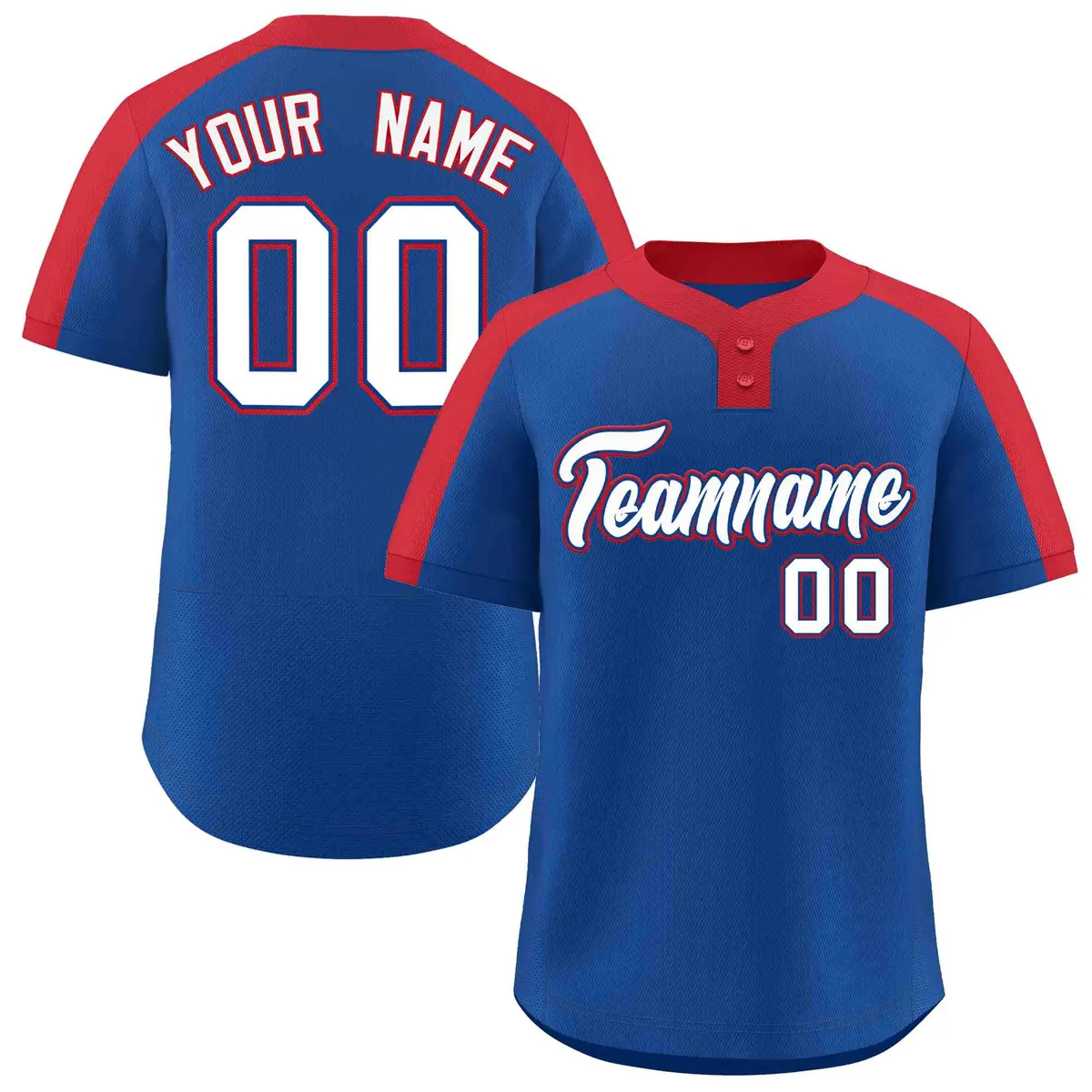 Royal White-Royal Classic Style Two-Button Softball Jersey