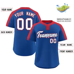 Royal White-Royal Classic Style Two-Button Softball Jersey 2