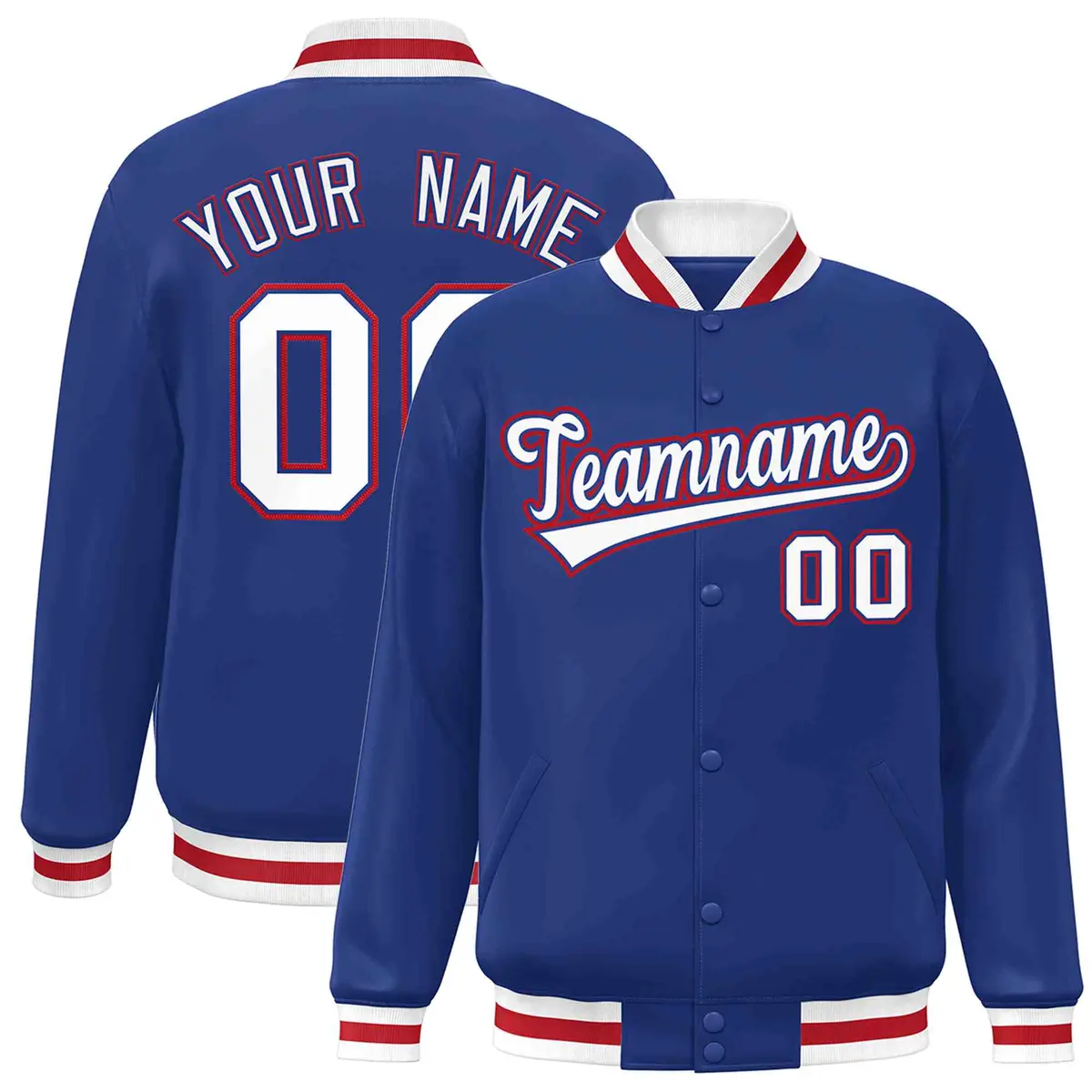 Royal White-Royal Classic Varsity Full-Snap Letterman Jacket