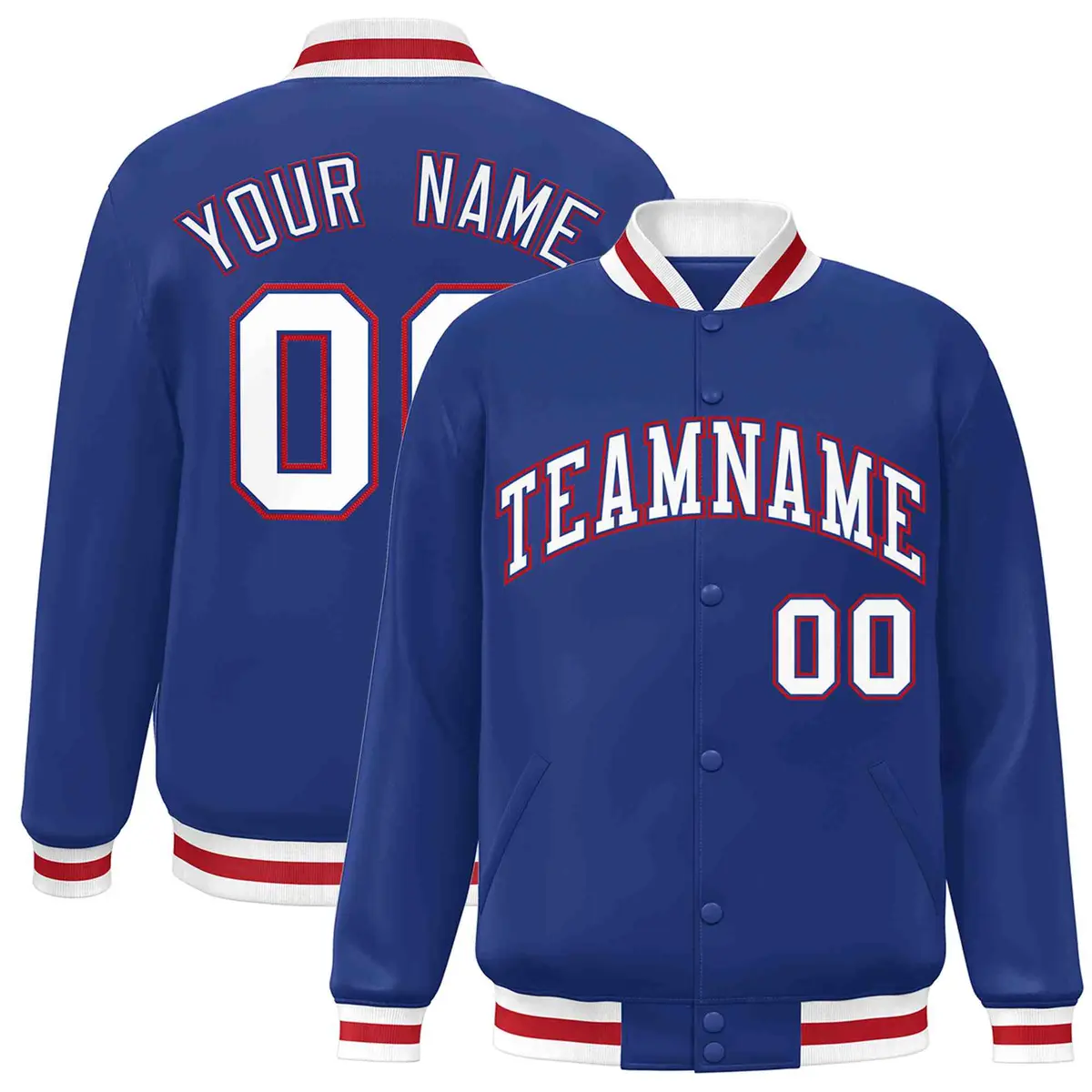 Royal White-Royal Classic Varsity Full-Snap Letterman Jacket