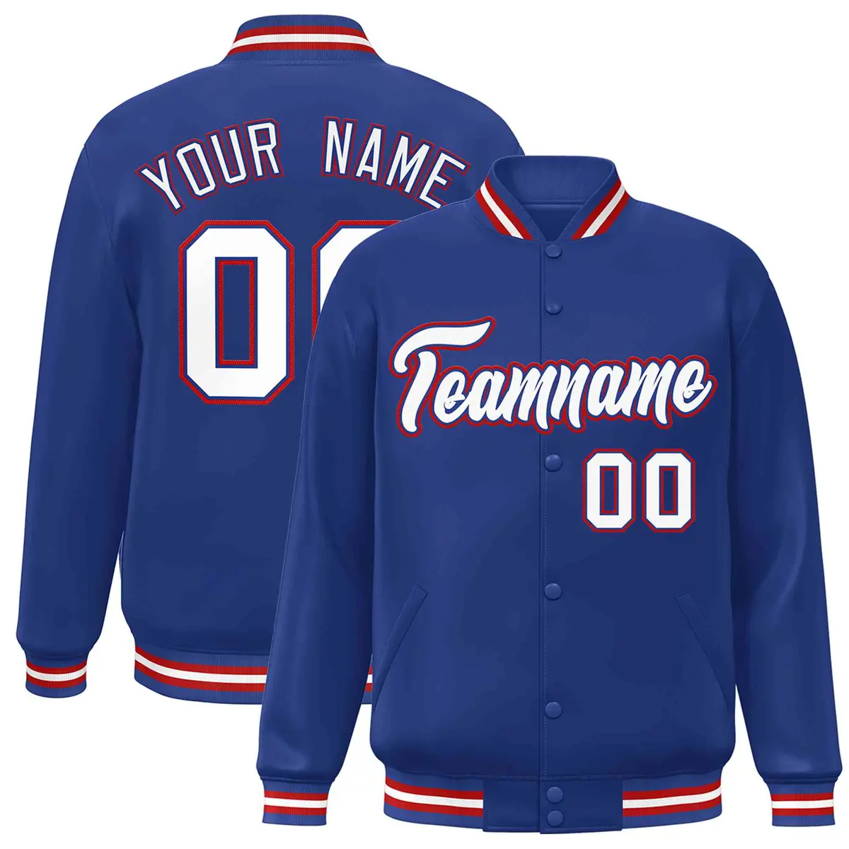 Royal White-Royal Classic Varsity Full-Snap Letterman Jacket