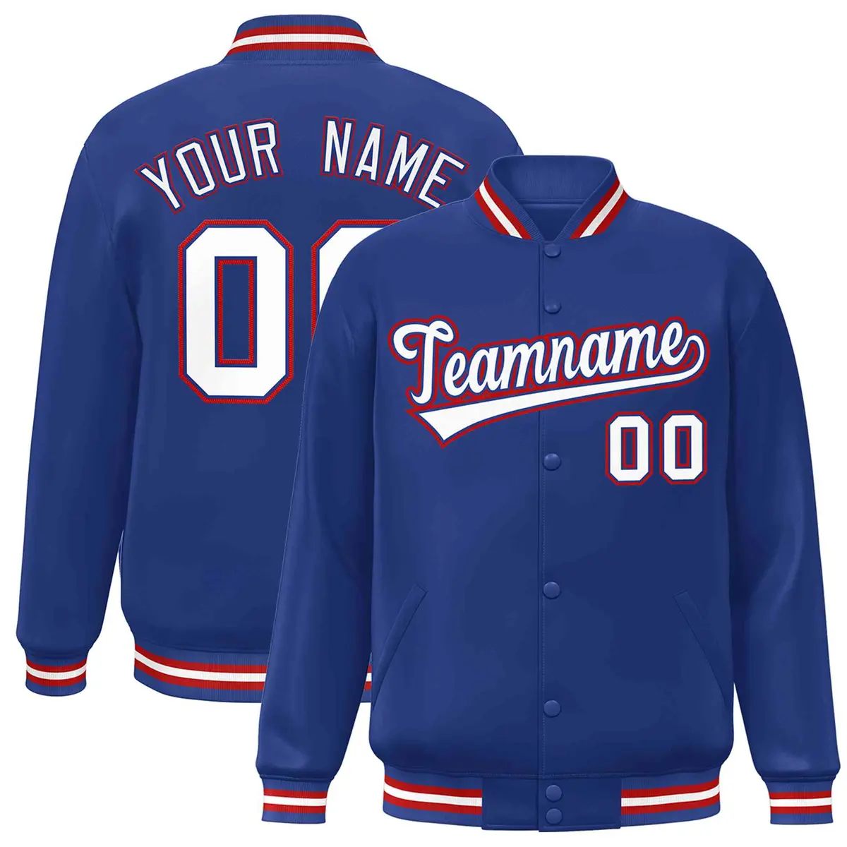 Royal White-Royal Classic Varsity Full-Snap Letterman Jacket