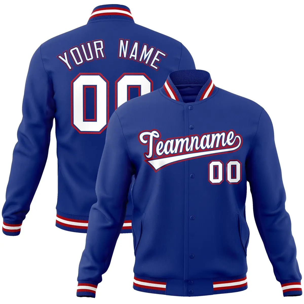 Royal White-Royal Classic Varsity Full-Snap Letterman Jacket