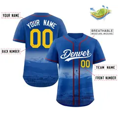 Royal White-Royal Denver City Skyline Baseball Jersey 2