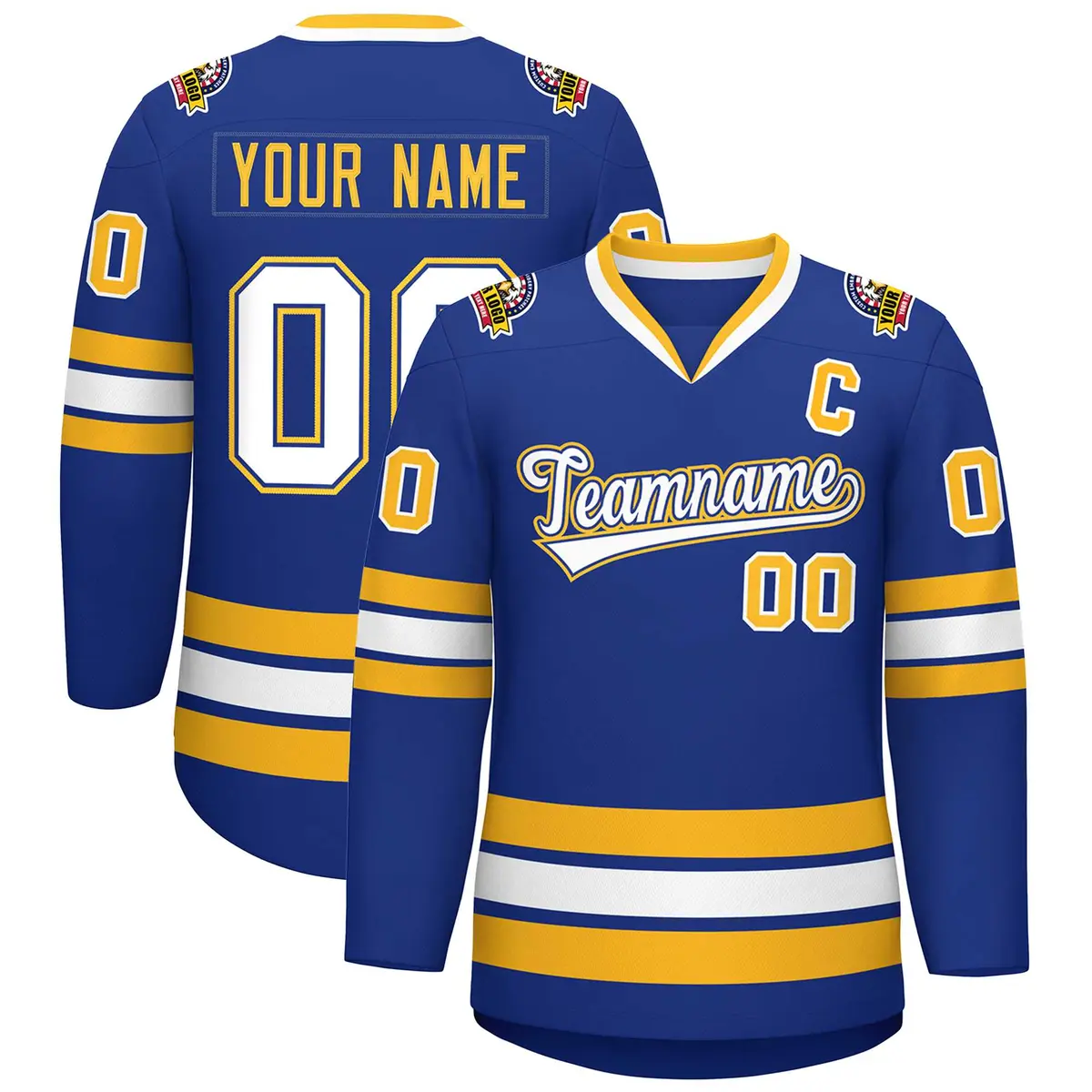 Royal White Royal-Gold Classic Hockey Jersey