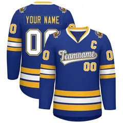 Royal White Royal-Gold Classic Hockey Jersey