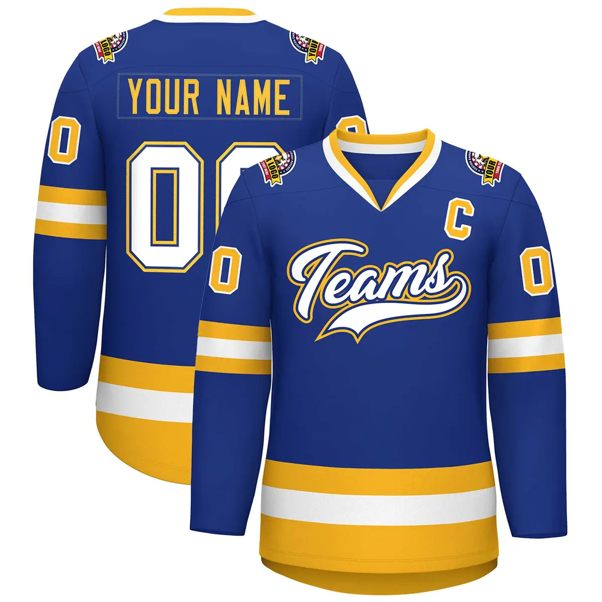 Royal White Royal-Gold Classic Hockey Jersey