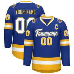 Royal White Royal-Gold Classic Hockey Jersey 1