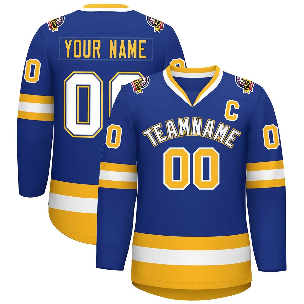Royal White Royal-Gold Classic Hockey Jersey